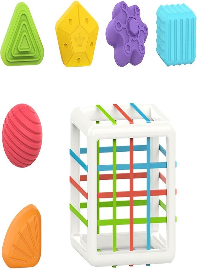 Kidology Baby Shape Sorting Toy | Montessori Sensory Toys with 6 Pcs Blocks Colorful Cube for Kids | Shape Sorting Bin with Elastic Bands Fine Motor Skill Early Learning Preschool Educational Blocks - Image 1